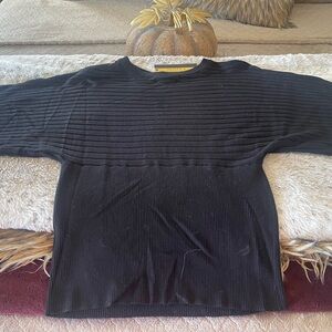 St. John Black Ribbed Sweater